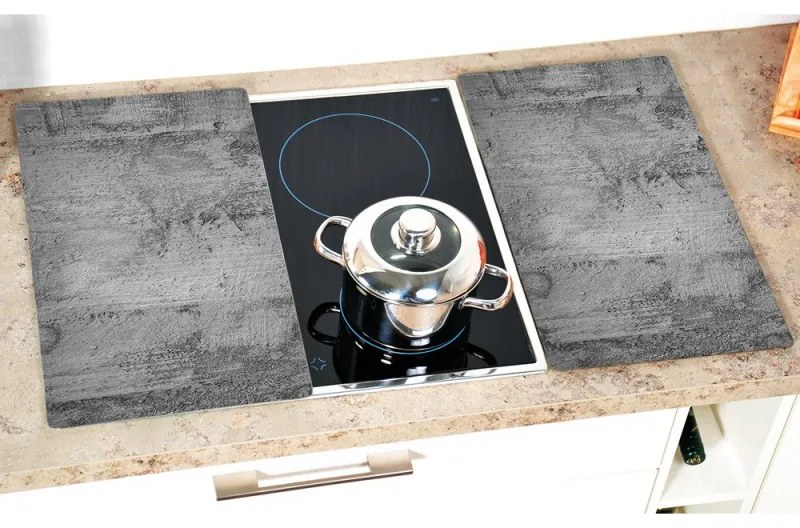 Set placi protectoare pentru blat bucatarie Kesper 3654013, 2 buc, 52x30x0,5 cm, Sticla termorezistenta, Stil ciment, Gri