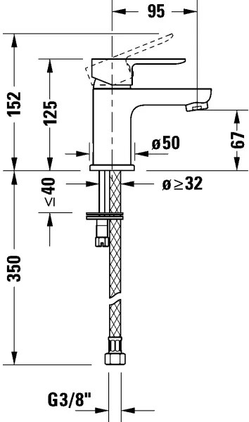 Duravit DC1013002046 - Baterie lavoar D-CODE, negru mat