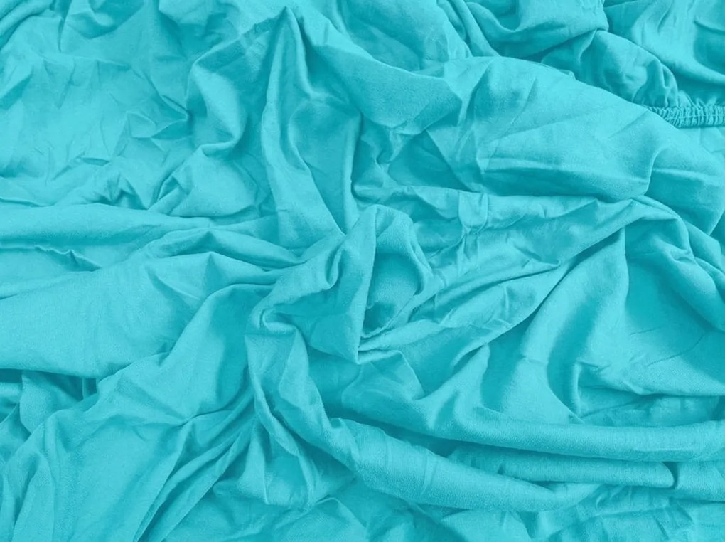 Cearsaf Jersey HIGHFIT turcoaz 180 x 200 cm