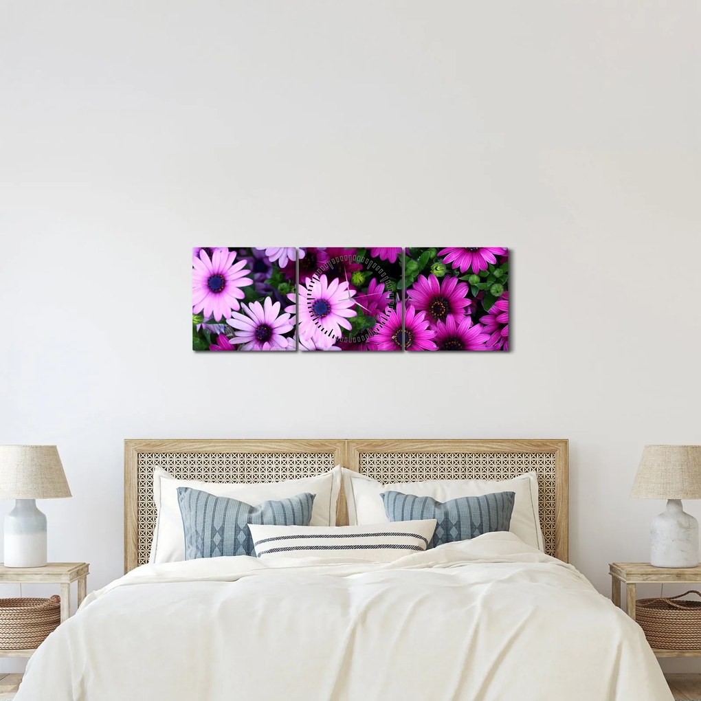 Tablou - Flori (cu ceas) (90x30 cm)