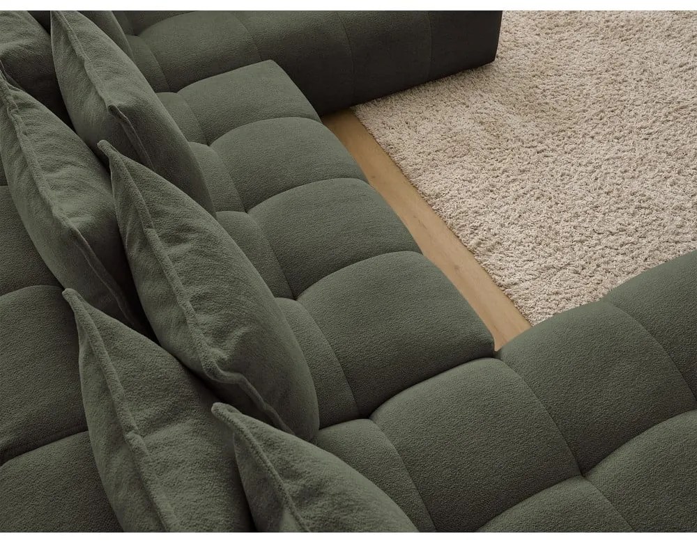 Colțar verde extensibil/cu spațiu de depozitare cu tapițerie din chenille (cu colț pe partea dreaptă/în formă de "U") Everest – Bobochic Paris