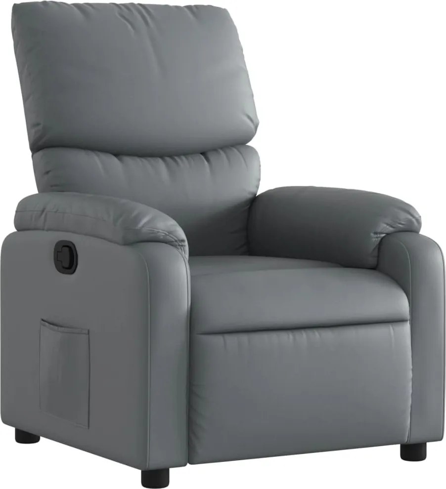 vidaXL Fotoliu rabatabil, gri, piele ecologică