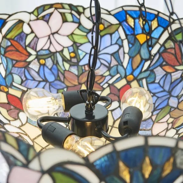 Endon 111887 - Candelabru cu lanț Tiffany SULLIVAN 3xE27/10W/230V Ø 57 cm