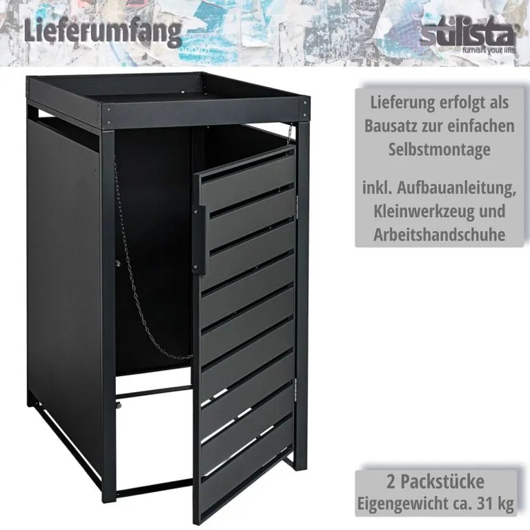 Dulap STILISTA pentru 1 pubelă, 68 x 124 x 80 cm, antracit