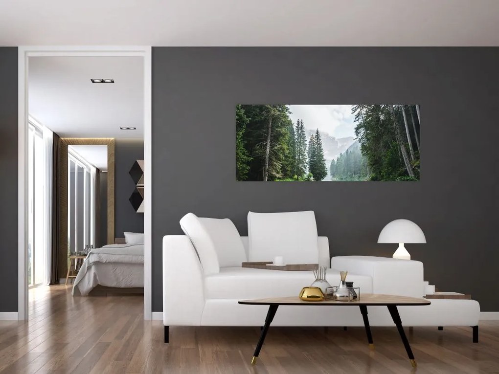 Tablou lacului în pădure (120x50 cm)