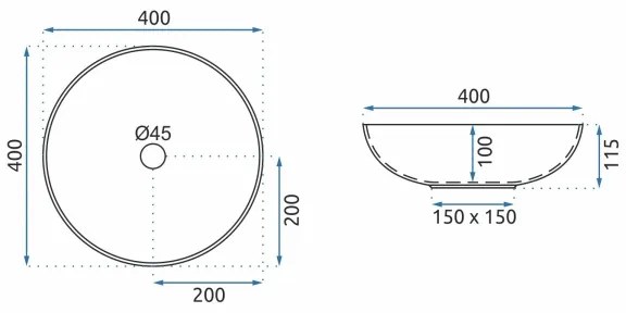 REA-U0267 - Lavoar pentru blat ARTE Ø 40 cm, ceramică, model ornamental