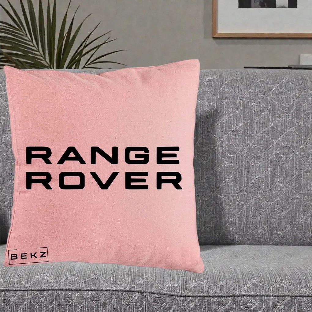Perna Personalizata cu emblema Range Rover, 40x40 cm, Roz, Husa Detasabila, Perna Inclusa, BEKZ®