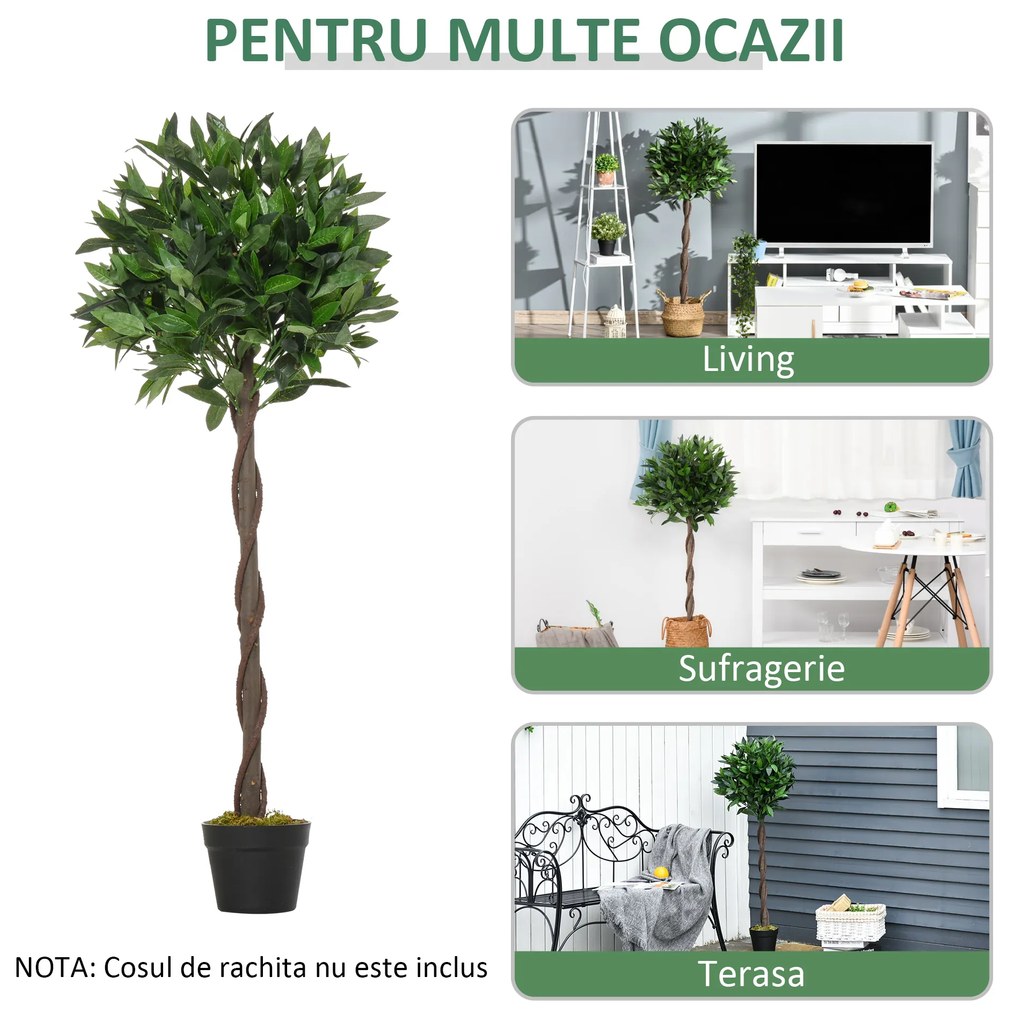 Outsunny set 2 plante artificiale,Ф16x120 cm fiecare, verzi | Aosom Romania