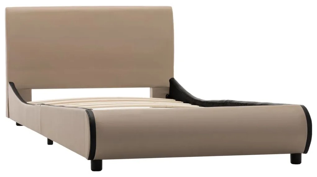 285009 vidaXL Cadru de pat, cappuccino, 100 x 200 cm, piele ecologică