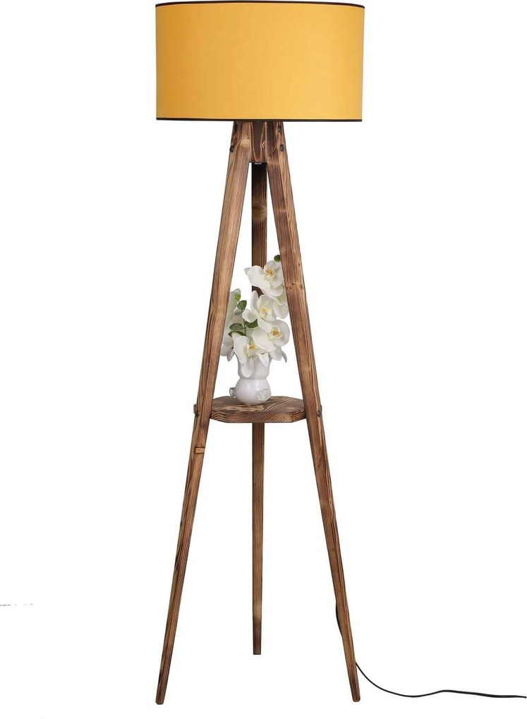Lampadar SEHBALI, stejar/galben, lemn/material textil, 45x153 cm