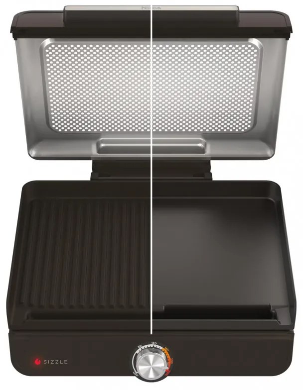 Gratar electric Ninja GR101EU, 1450W, 28x37 cm, Incalzire rapida, 60-260°C, 2 placi, Negru