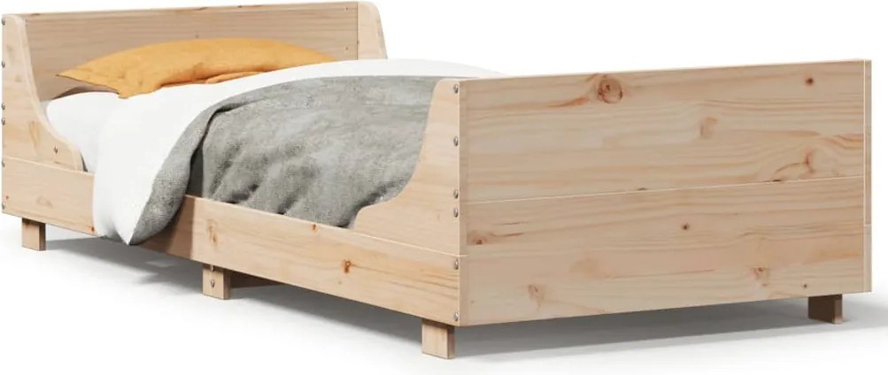 vidaXL Cadru de pat fără saltea, 75x190 cm, lemn masiv de pin