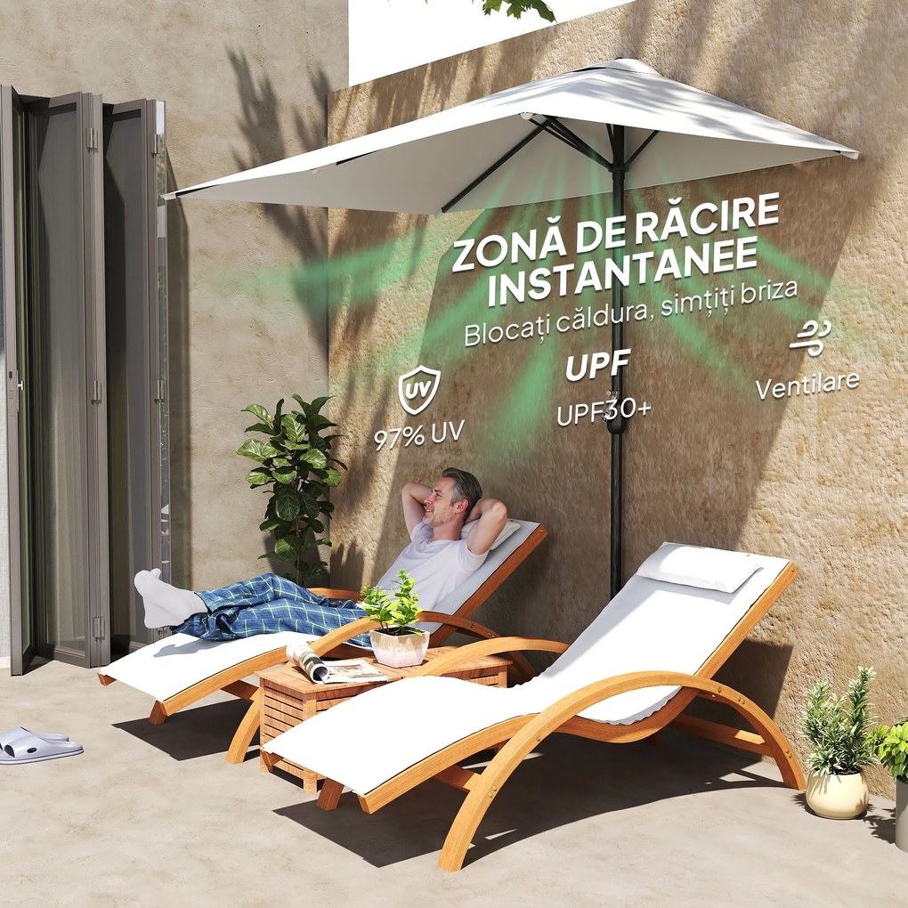 Outsunny Umbrar de Perete Semicircular cu Manivelă, Design Compact pentru Terase și Balcoane, Crem | Aosom Romania
