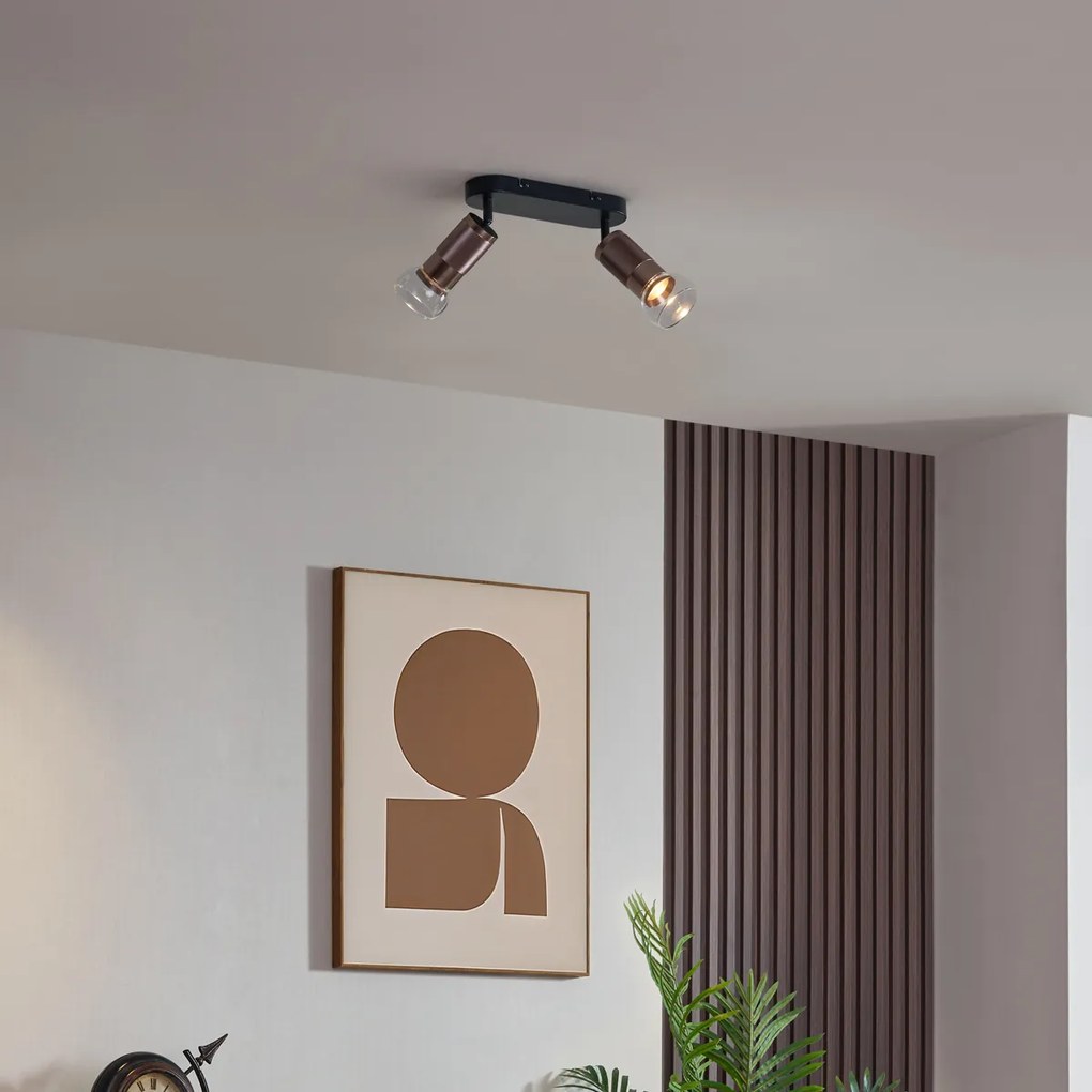 Spot rotund de plafon bronz închis cu 2 lumini reglabil - Veerle