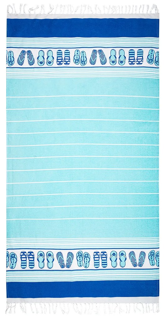 Prosop Fouta Flipflops cu franjuri, 90 x 170 cm