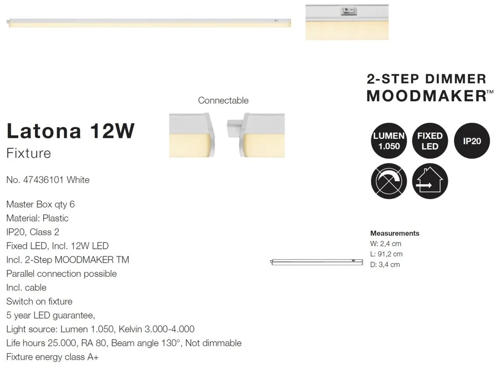 Aplica LED pentru mobila MOODMAKER Latona 12W 47436101 NL