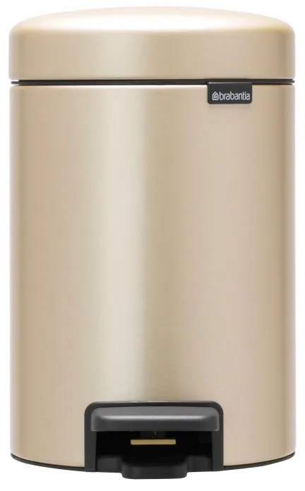 Cos de gunoi cu pedala Brabantia NewIcon 1003195, 3 L, Inchidere lina, Baza antiderapanta, Auriu metalic