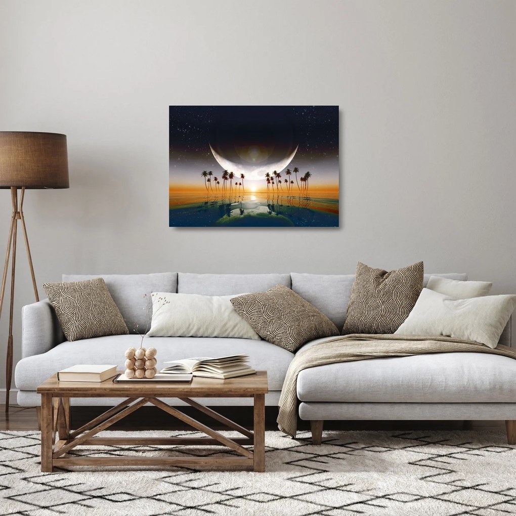 Tablou- Luna deasupra palmierilor (70x50 cm)