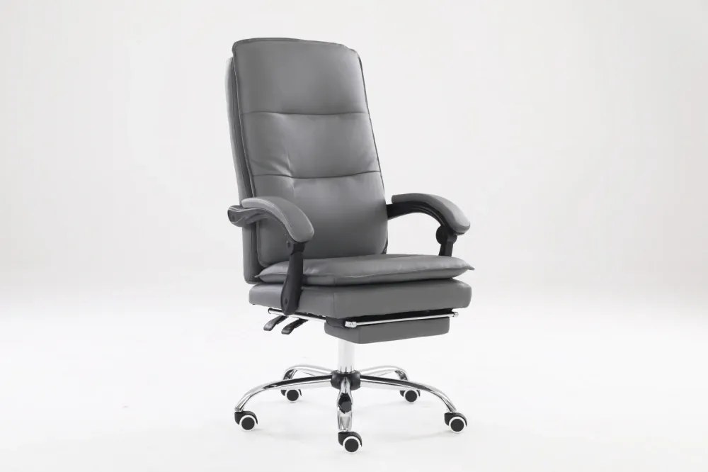 RESIGILAT- Scaun directorial cu Masaj, 8 puncte de masaj, telecomandă, suport picioare, Gri