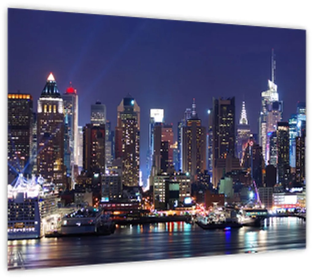 Tablou - Zgârie-nori din New York iluminate (70x50 cm)
