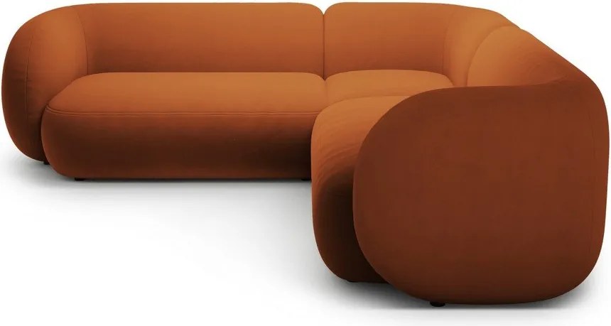 Colțar teracotă cu tapițerie din catifea Kate – Micadoni