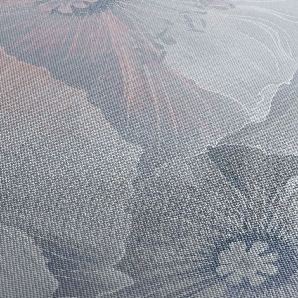 Tablou - Flori albastre pe perete (90x60 cm)
