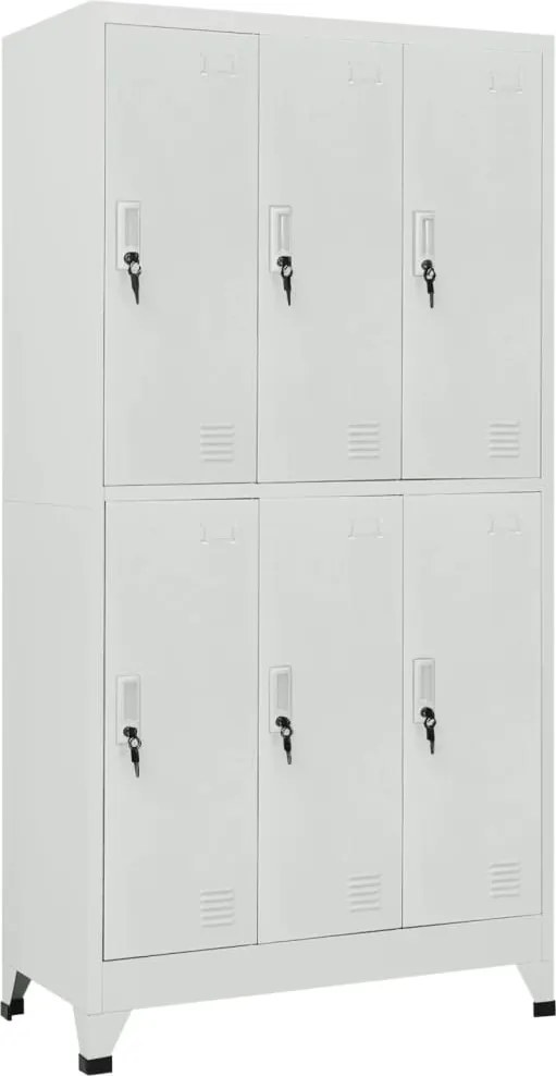 vidaXL Dulap vestiar cu 6 compartimente, oțel, 90 x 45 x 180 cm, gri