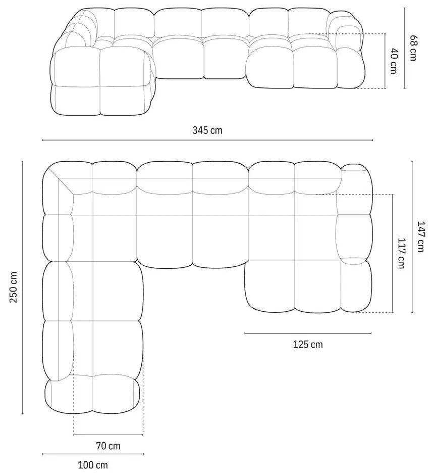Colțar bej (cu colț pe partea stângă/în formă de "U") Loretto – Cosmopolitan Design
