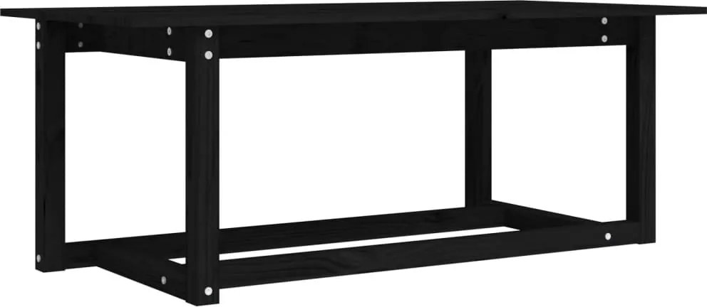 vidaXL Măsuță de cafea, negru, 110x55x45 cm, lemn masiv de pin