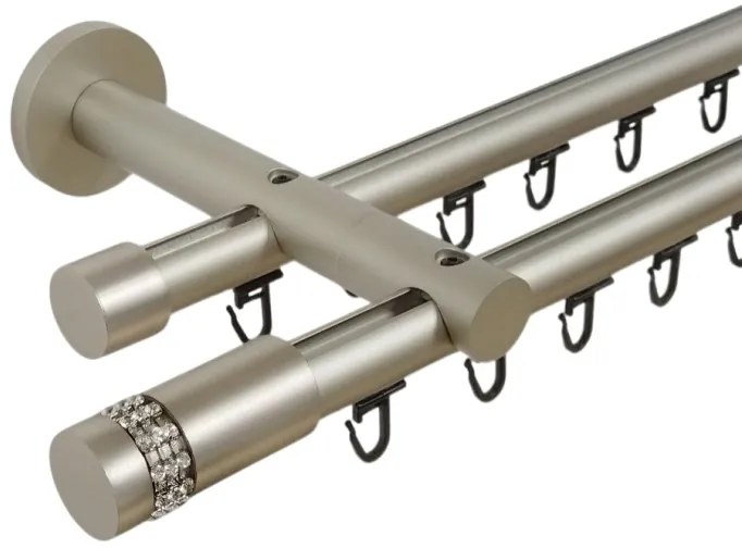 Galerie metal dubla PICIOR UNIVERSAL TEAVA PROFIL - XANTOS19/19 - CROM MAT (Alege marime: 200 cm)