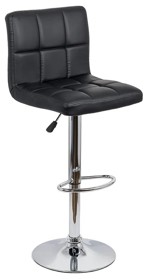 Scaun bar negru rotativ, reglabil pe inaltime, din piele sintetică ABS 191