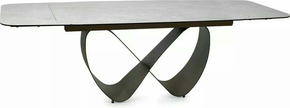Masă extensibilă INFINITY, bej/cupru, sticlă securizată/ceramică/metal