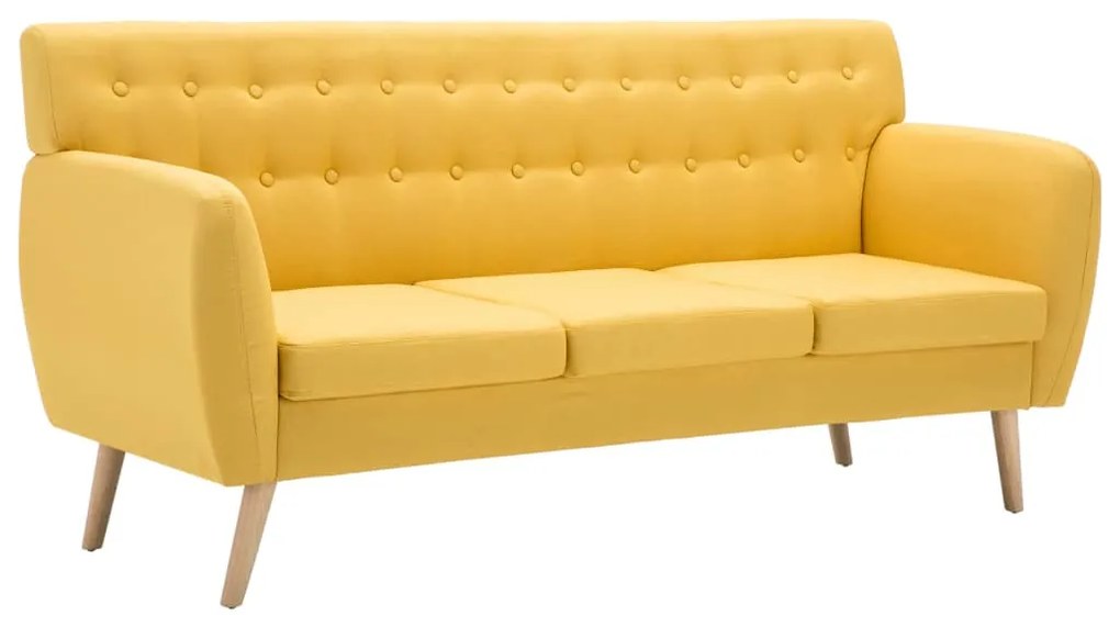 247127 vidaXL Canapea cu 3 locuri, material textil, 172 x 70 x 82 cm, galben