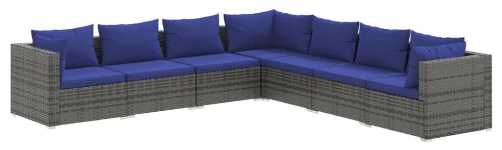 3101750 vidaXL Set mobilier de grădină cu perne, 7 piese, gri, poliratan