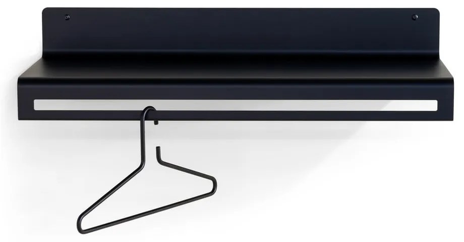 Cuier de perete negru cu raft din metal 78 cm Sway – Spinder Design