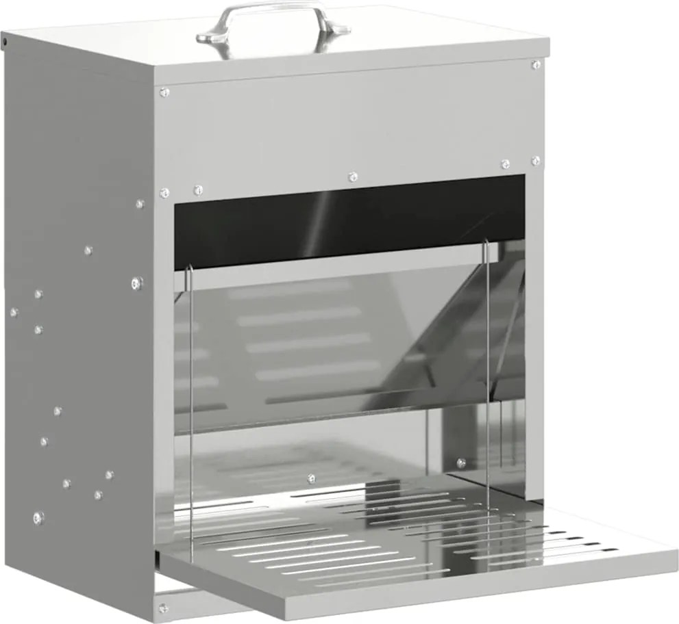 vidaXL Hrănitor cu pedale pentru pui Argintiu 33 x 42 x 40 cm