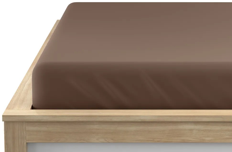 Cearsaf Jersey EXCLUSIVE cu elastic maro inchis 200 x 220 cm