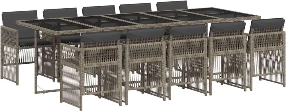 vidaXL Set mobilier de grădină cu perne, 11 piese, gri, poliratan