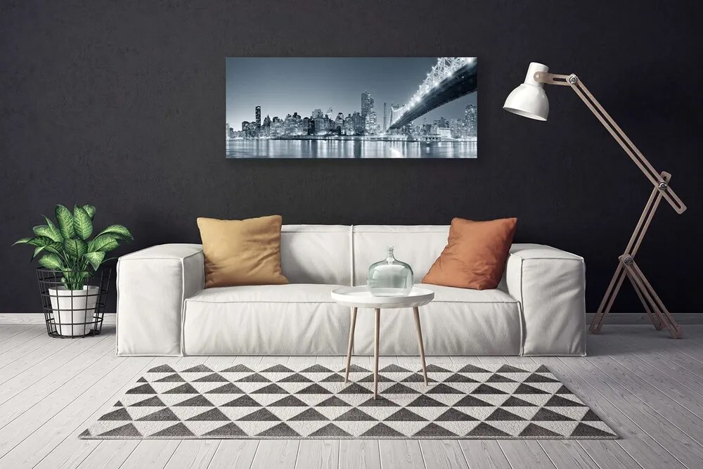 Tablou pe panza canvas Bridge City Arhitectura Gray