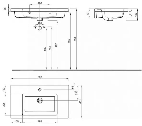 Lavoar Kolo Twins 80x46 cm low rim, alb - KOLL51980000