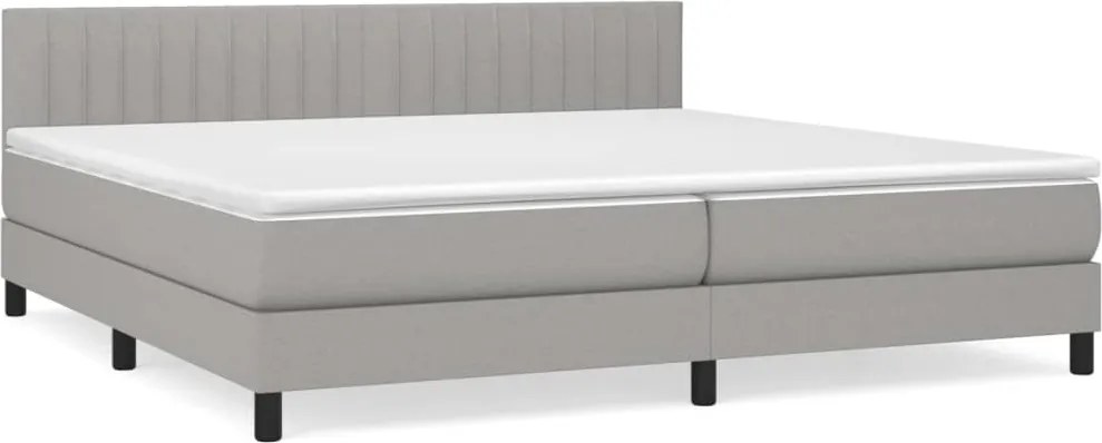 vidaXL Pat box spring cu saltea, gri deschis, 200x200 cm, textil