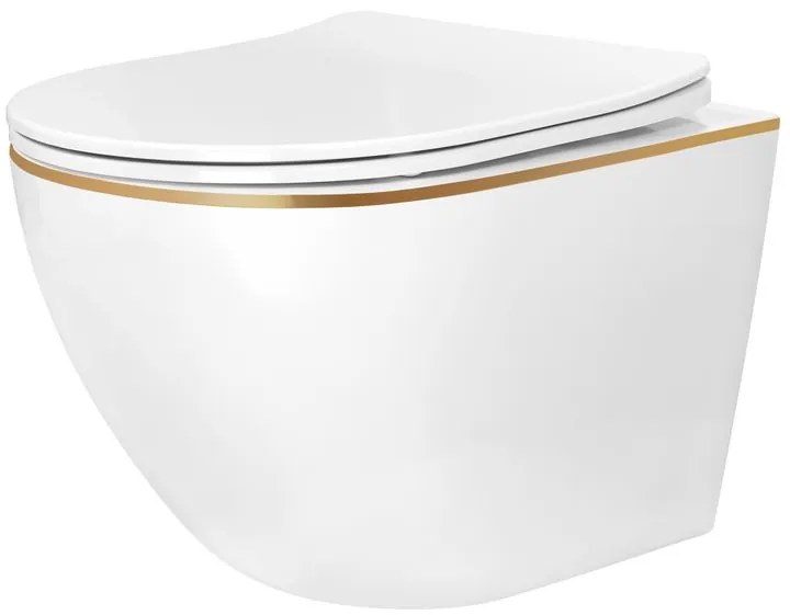 Vas WC suspendabil Rea Carlo Mini Tornado NF auriu EDGE