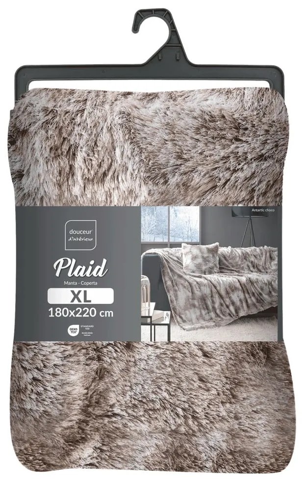 Pătură maro din blană artificială 180x220 cm Antartic – douceur d'intérieur