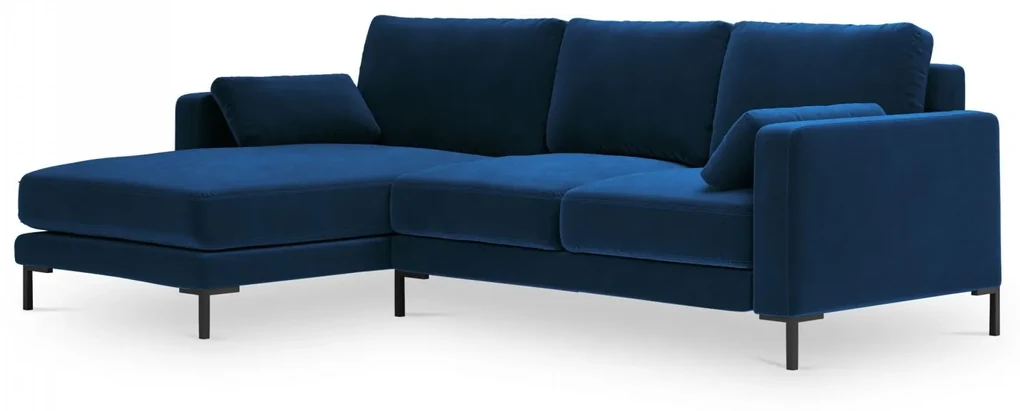 Coltar Jade, colt pe partea stanga cu tapiterie din catifea, albastru royal