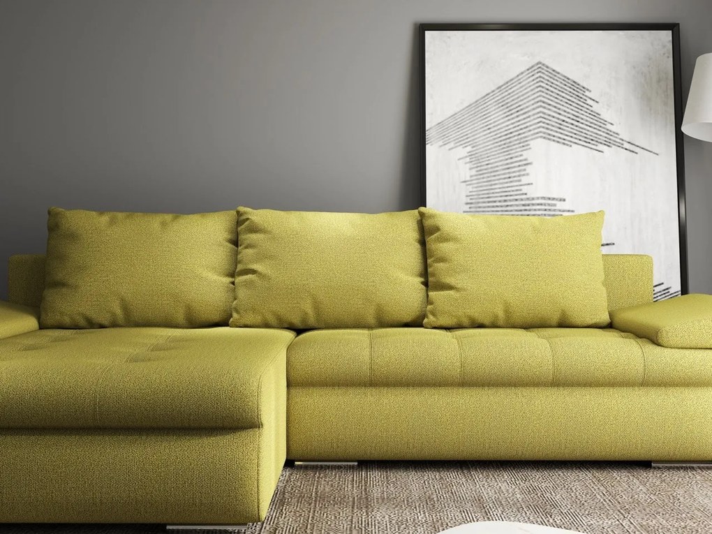 Colțar extensibil dumonde cu ladă de depozitare si sezut confortabil din spuma high-density, Leonardo Enjoy Verde 260x185 cm