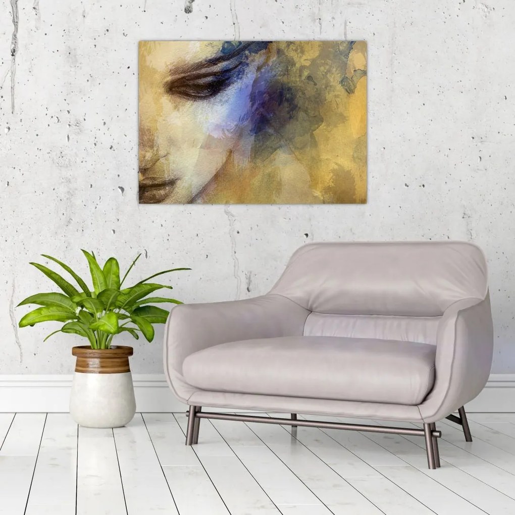 Tablou pe sticlă - Portretul femeii, desen (70x50 cm)
