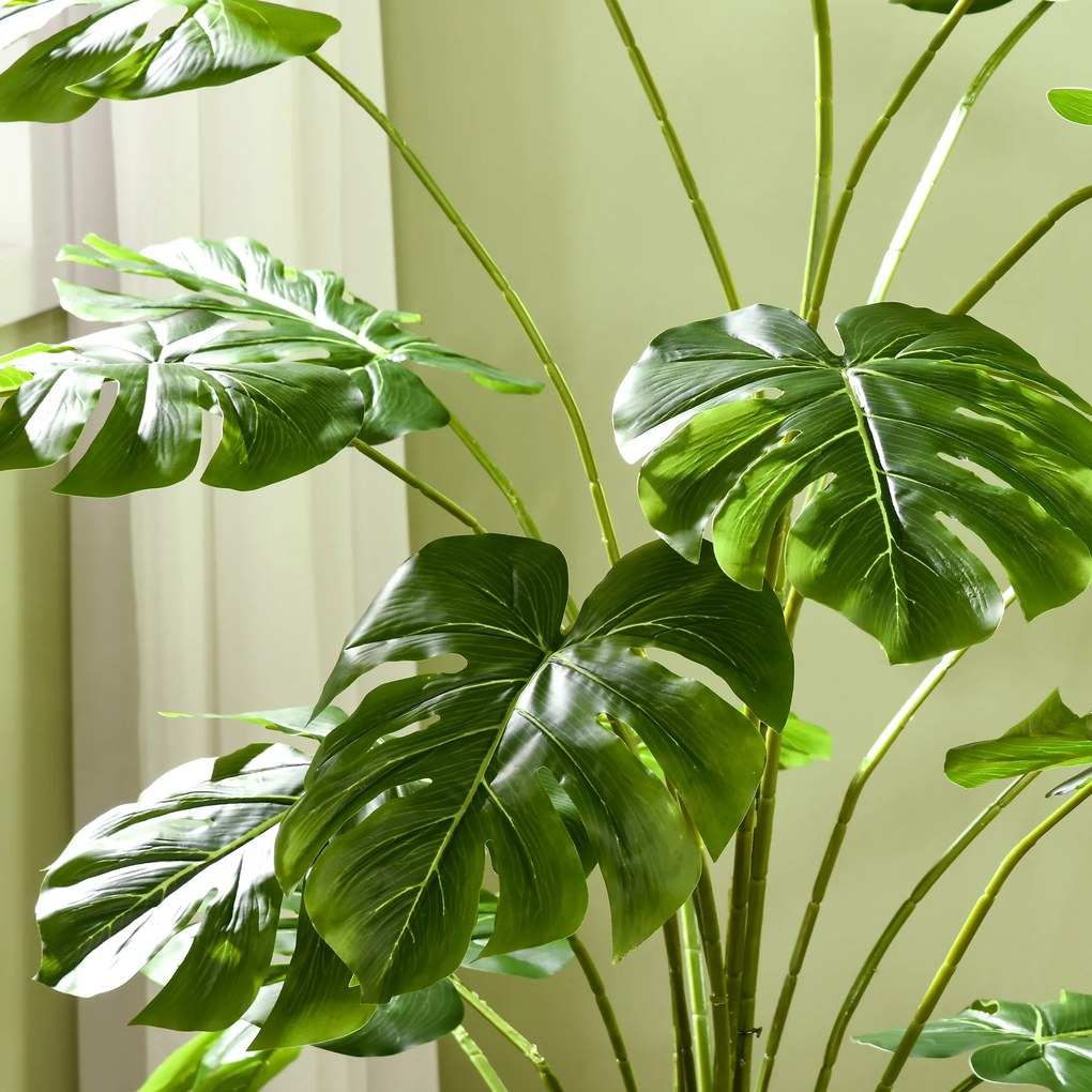 HOMCOM Monstera Deliciosa Artificiala cu Ghiveci, Planta Artificiala pentru Interior si Exterior pentru Decorarea Camerei de Zi de Acasa, 180cm