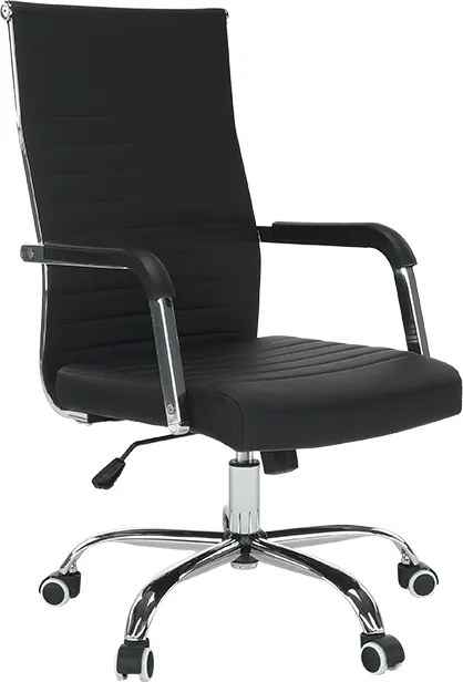 Scaun de birou, piele eco/metal, negru/crom, FARAN