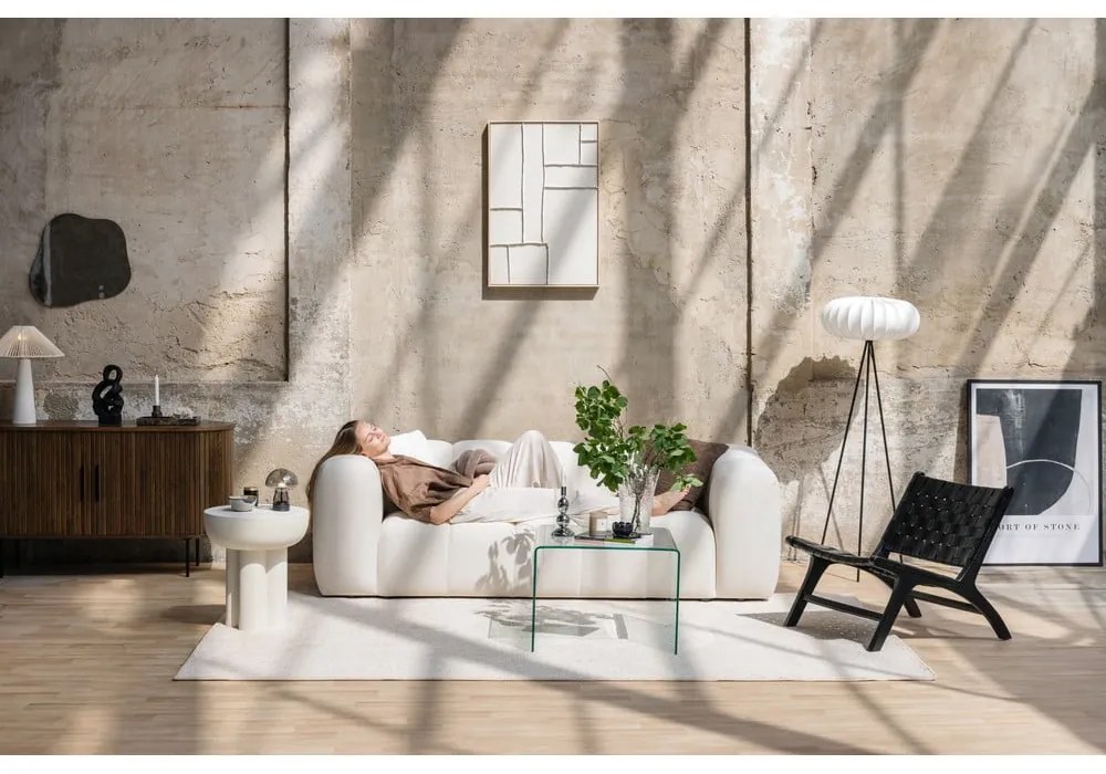 Canapea gri cu tapițerie din catifea 225 cm Cube – Bonami Selection