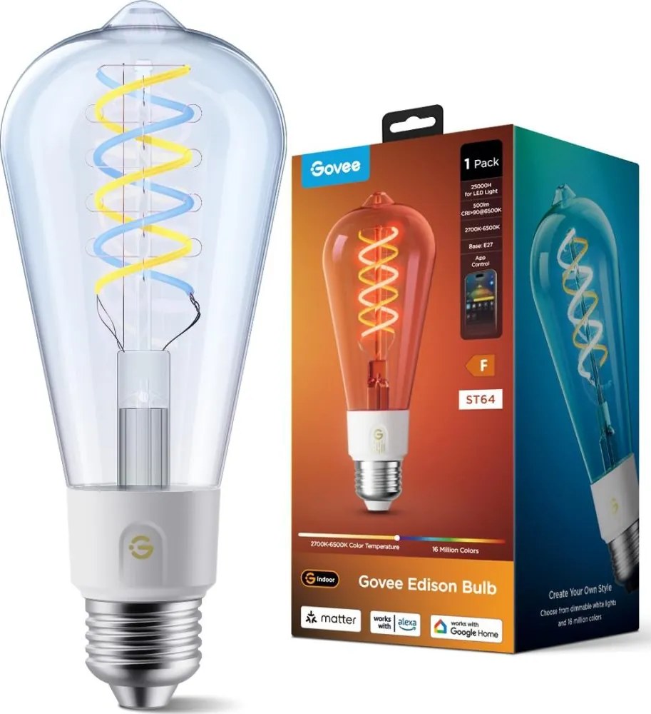 Govee - Bec LED RGBWW reglabil Smart MATTER ST64 E27/5W/230V 2700-6500K Wi-Fi